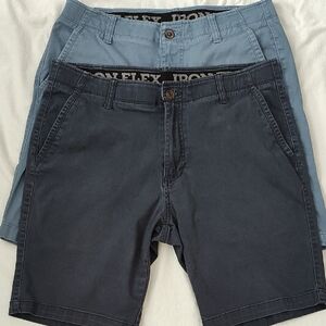Men's Flat Front Shorts - Light and Dark Blue